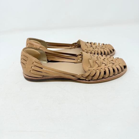 Nisolo Women’s Huarache Flats Size 9 Leather Sandals Handwoven Tan Neutral - Picture 6 of 12